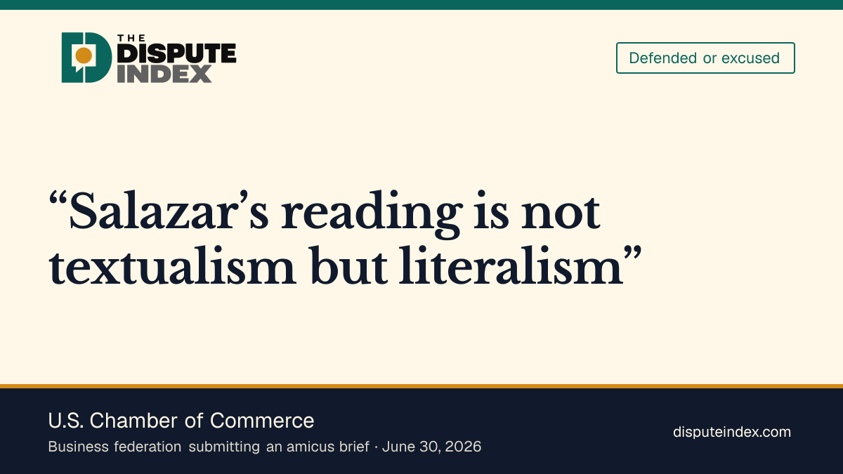 Quote card: U.S. Chamber of Commerce, U.S. Chamber says statutory context supports Paramount