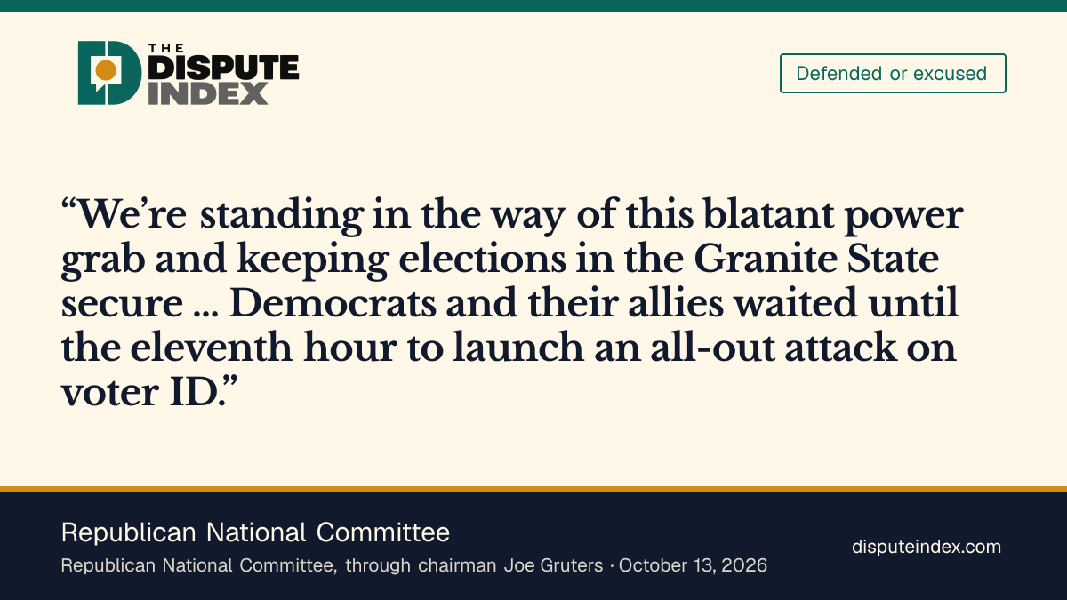 Quote card: Republican National Committee, RNC defends New Hampshire's student-ID restriction