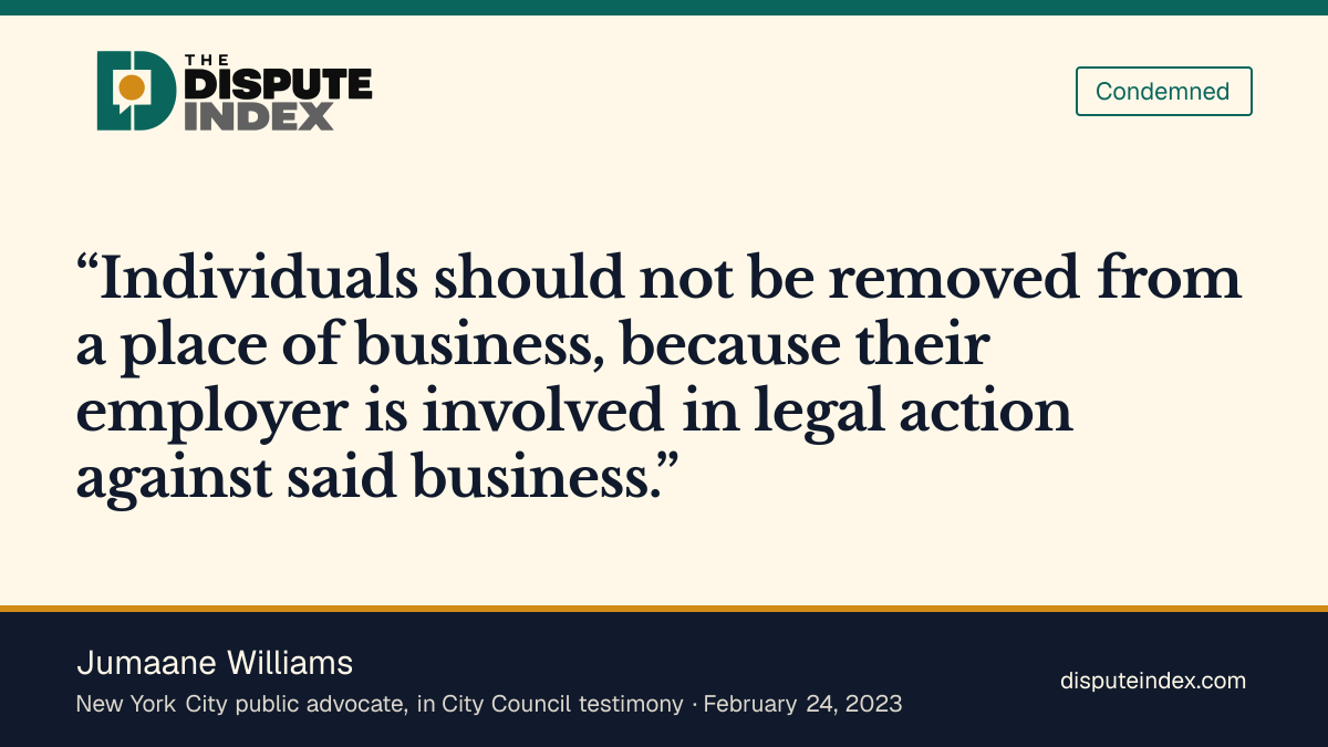 Quote card: Jumaane Williams, Williams rejects employer-based venue exclusions