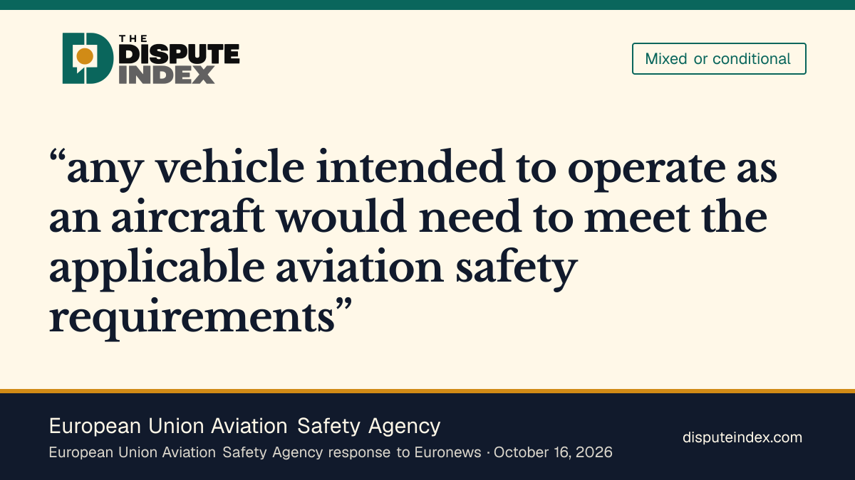 Quote card: European Union Aviation Safety Agency, EASA says aircraft operations require aviation safety compliance