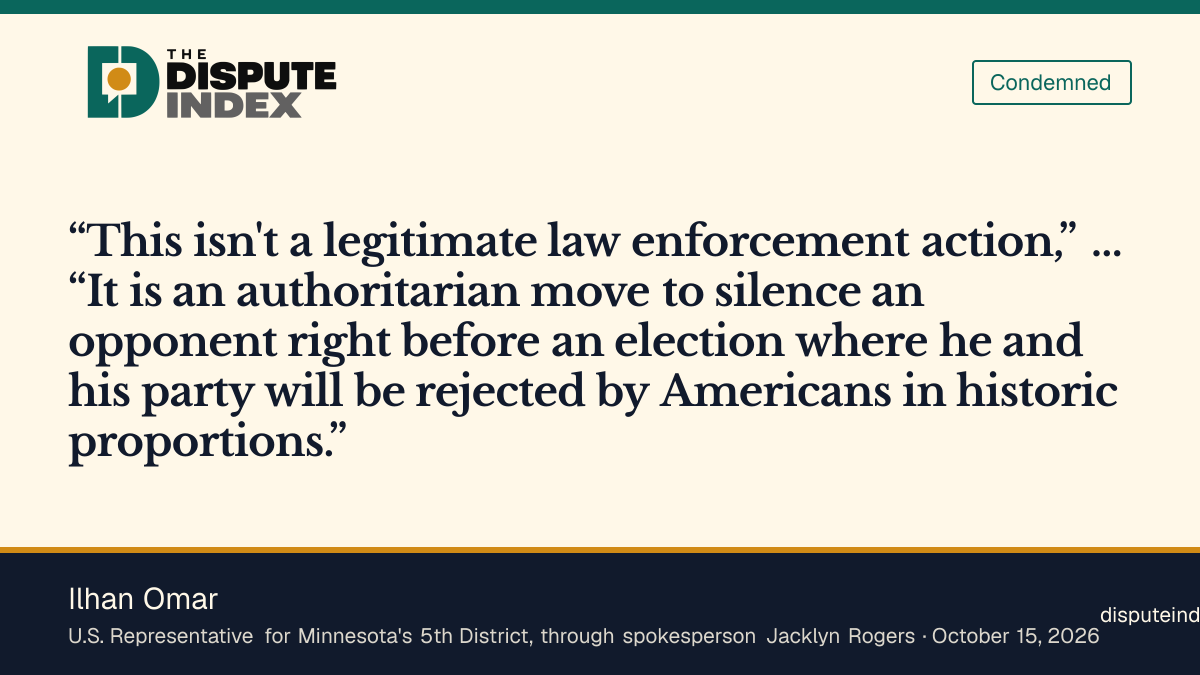 Quote card: Ilhan Omar, Omar's spokesperson calls the citizenship push "an authoritarian move to silence an opponent"