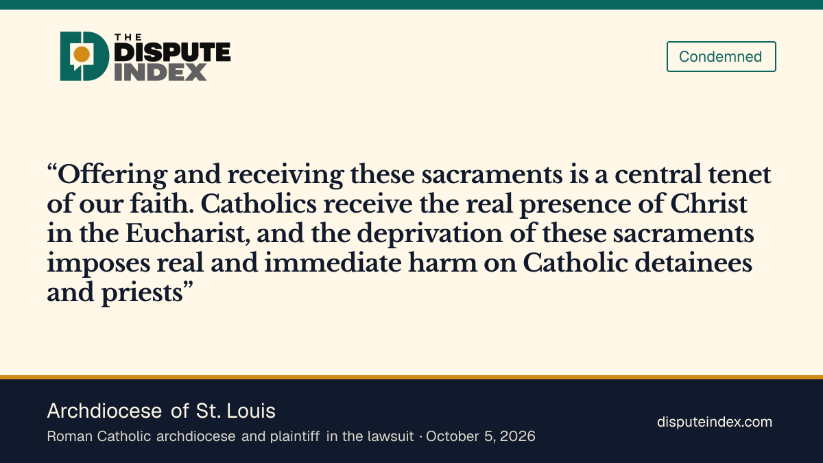 Quote card: Archdiocese of St. Louis, Archdiocese says denying the sacraments harms Catholic detainees and priests