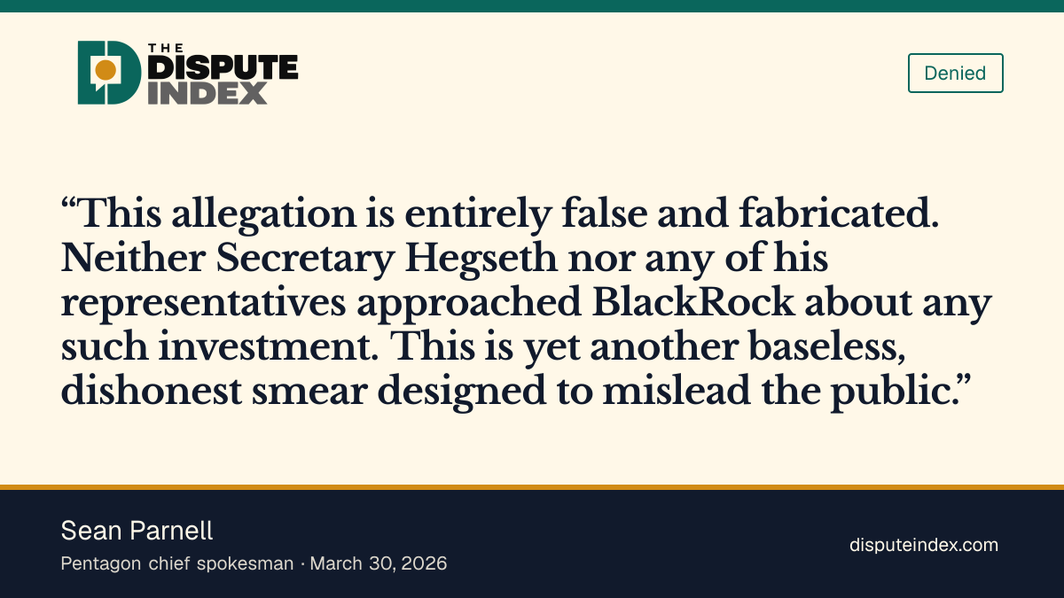 Quote card: Sean Parnell, Pentagon spokesman Sean Parnell calls the broker report false and fabricated