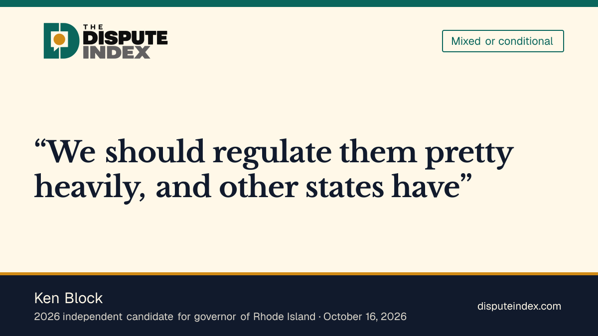 Quote card: Ken Block, Block says Flock cameras should be regulated heavily, as other states have done