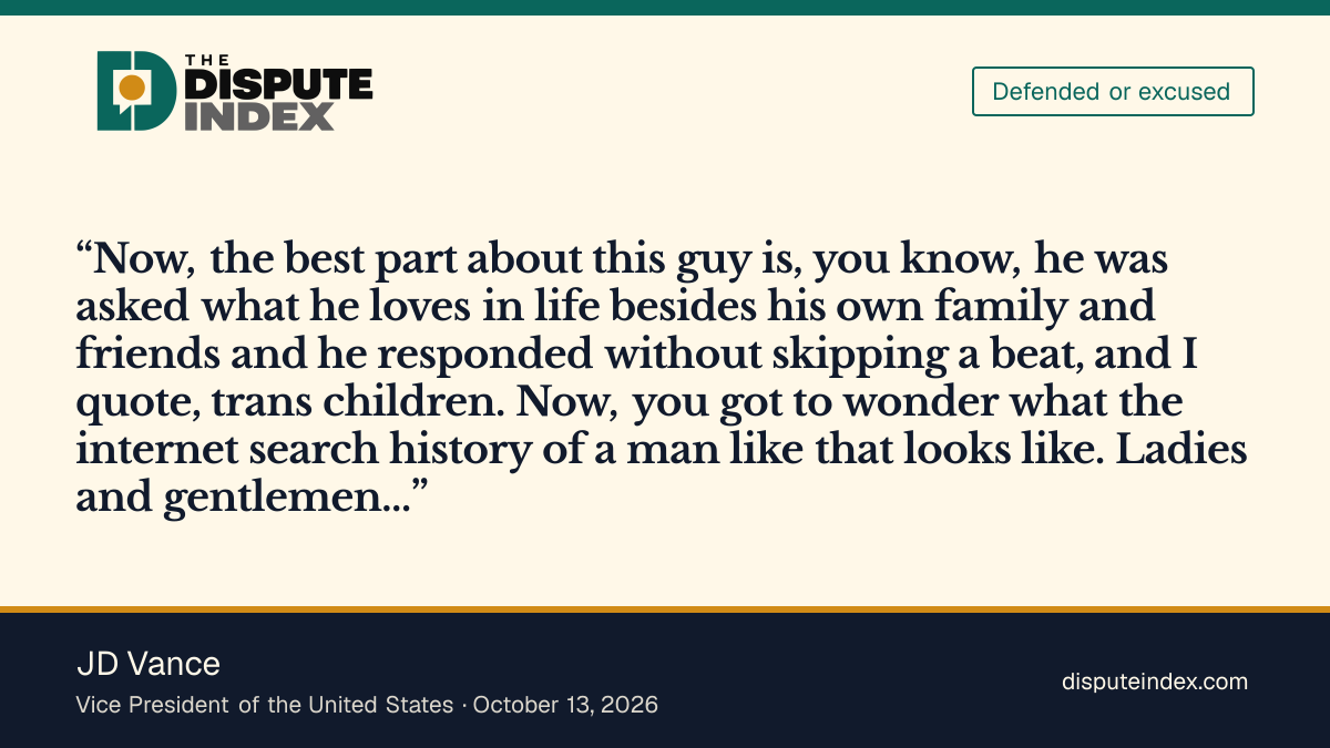 Quote card: JD Vance, Vance tells Tyler rally 'you don't want to find out' about Talarico's search history