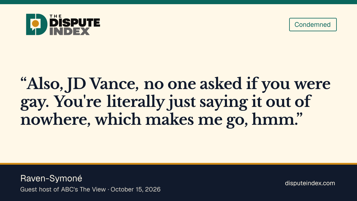Quote card: Raven-Symoné, Raven-Symoné tells Vance 'no one asked if you were gay'