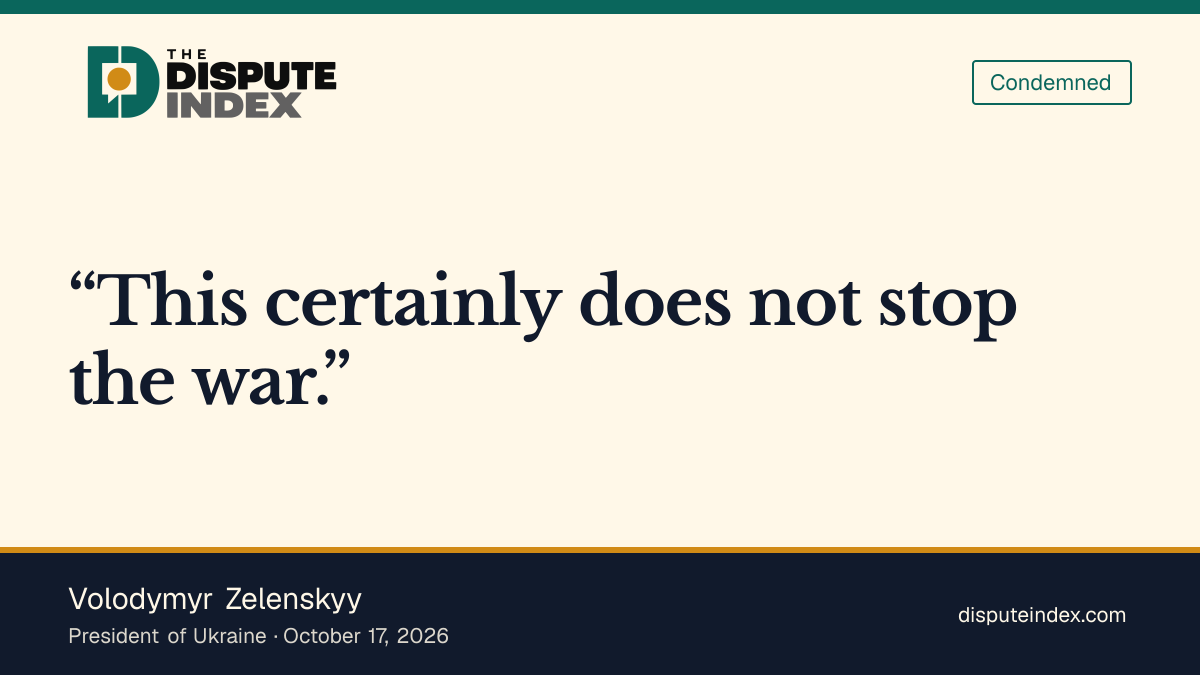 Quote card: Volodymyr Zelenskyy, Zelenskyy says the waiver helps Russia continue the war