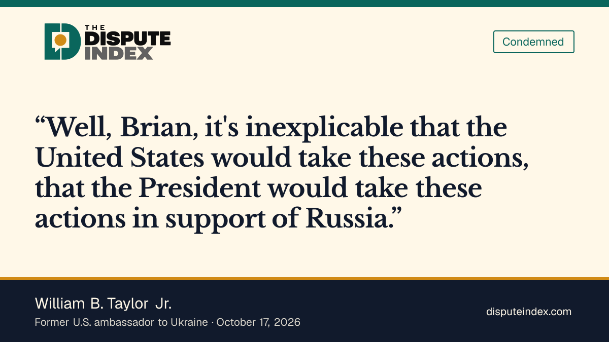 Quote card: William B. Taylor Jr., Taylor calls Trump's Graham Act waiver inexplicable