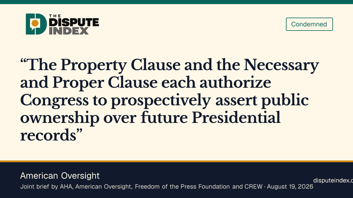 Quote card: American Oversight, American Oversight and co-plaintiffs defend Congress's power over presidential records