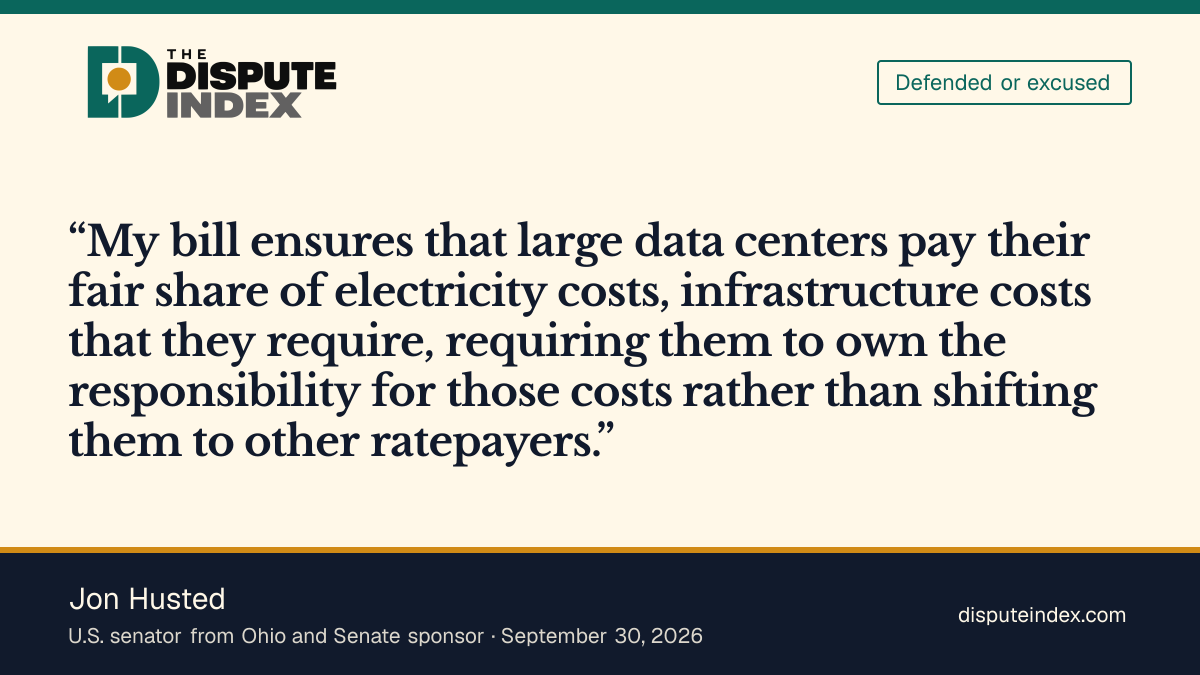 Quote card: Jon Husted, Husted says his bill makes data centers pay their fair share