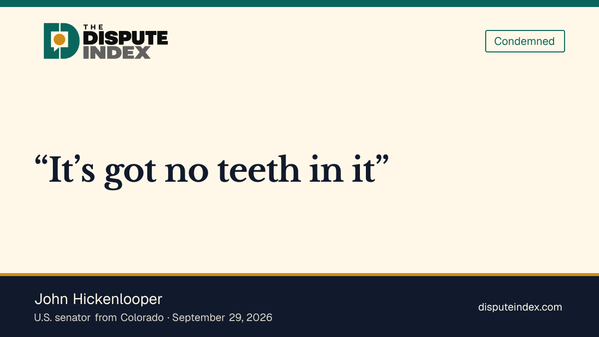 Quote card: John Hickenlooper, Hickenlooper says the Ratepayer Protection Act has no teeth