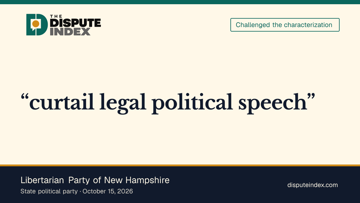 Quote card: Libertarian Party of New Hampshire, LPNH calls Ayotte's letter an effort to curtail legal political speech