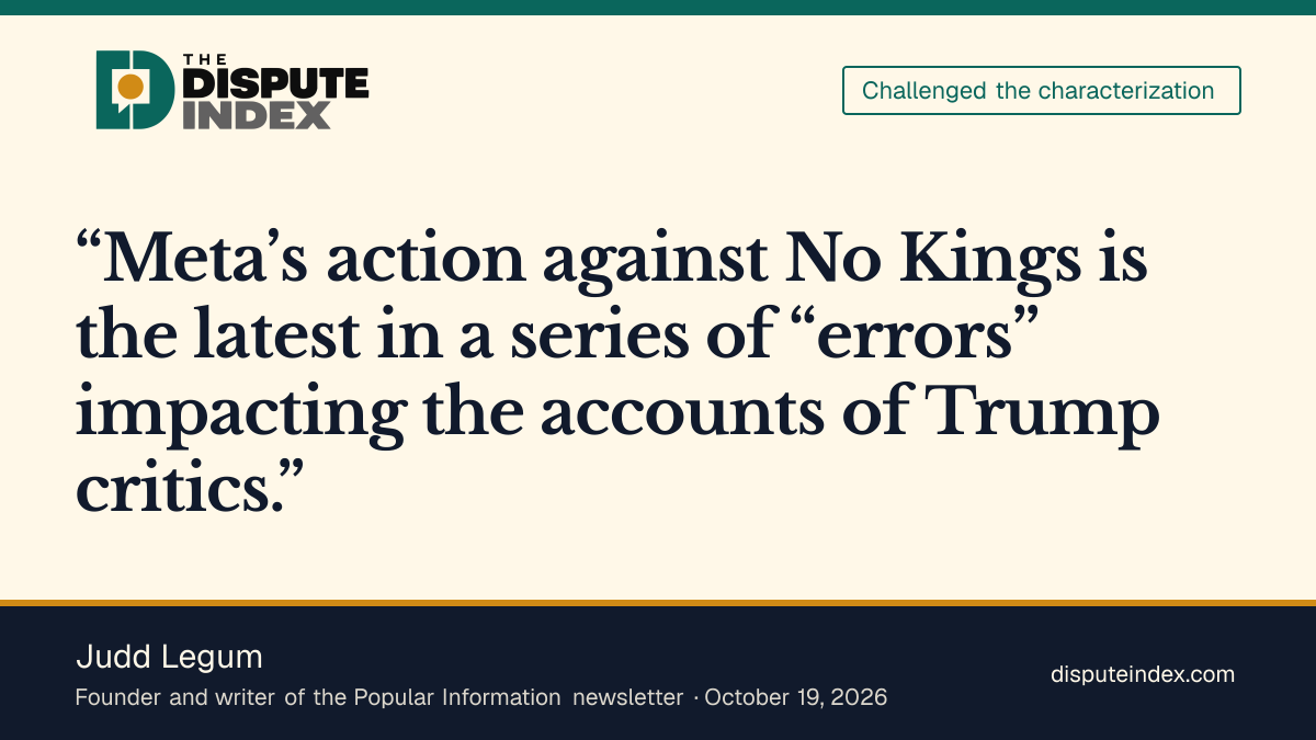 Quote card: Judd Legum, Judd Legum puts the suspension in a series of Meta errors affecting Trump critics
