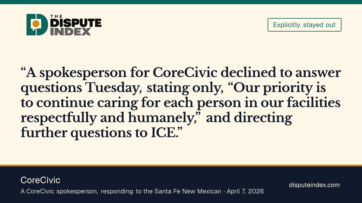 Quote card: CoreCivic, CoreCivic declines questions about a direct ICE contract