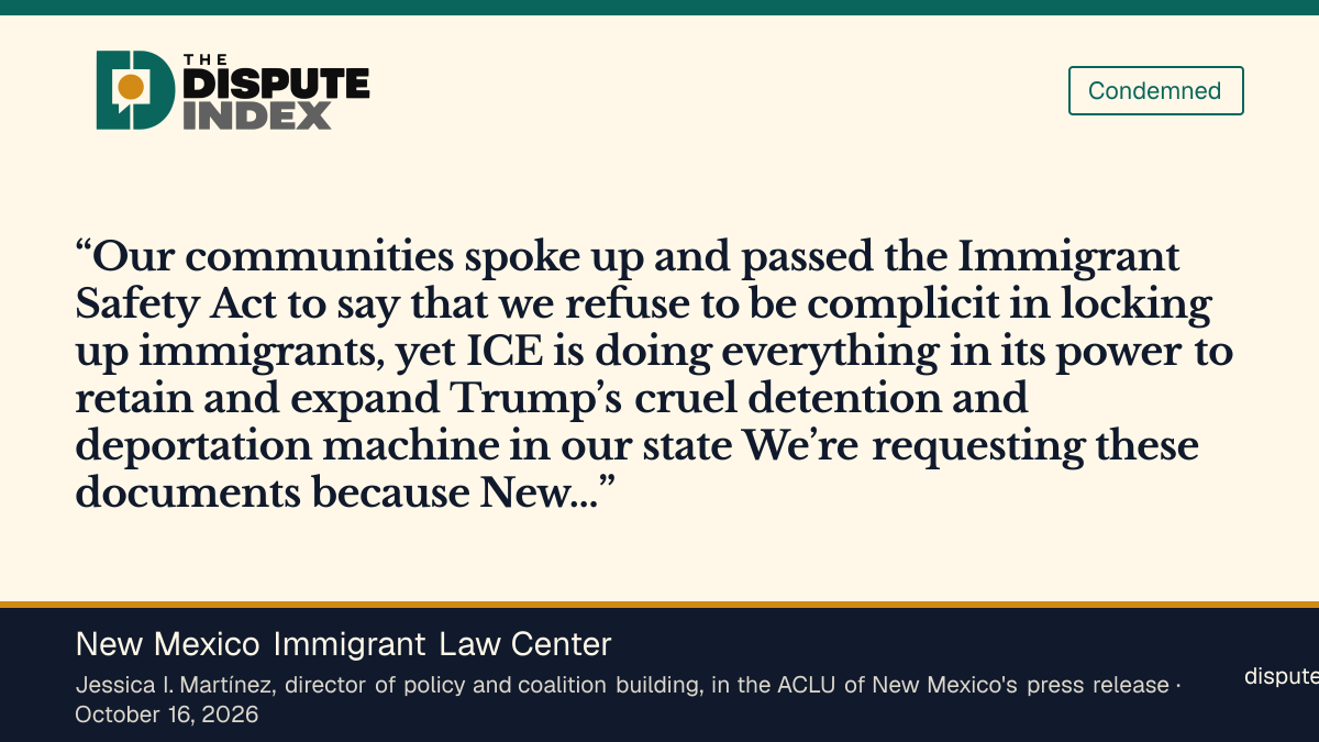 Quote card: New Mexico Immigrant Law Center, Immigrant law center says ICE is trying to evade New Mexico's law