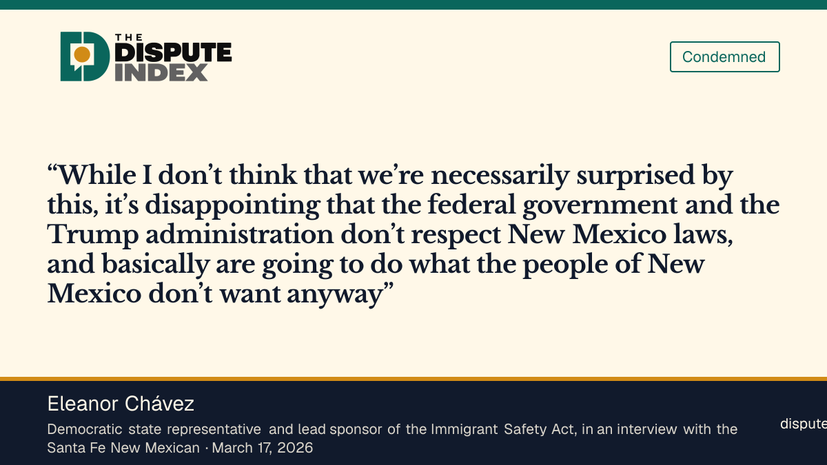 Quote card: Eleanor Chávez, Rep. Eleanor Chávez says the federal government does not respect New Mexico law