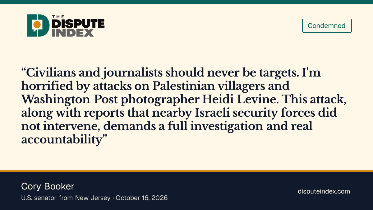 Quote card: Cory Booker, Cory Booker says the attack on Levine demands a full investigation