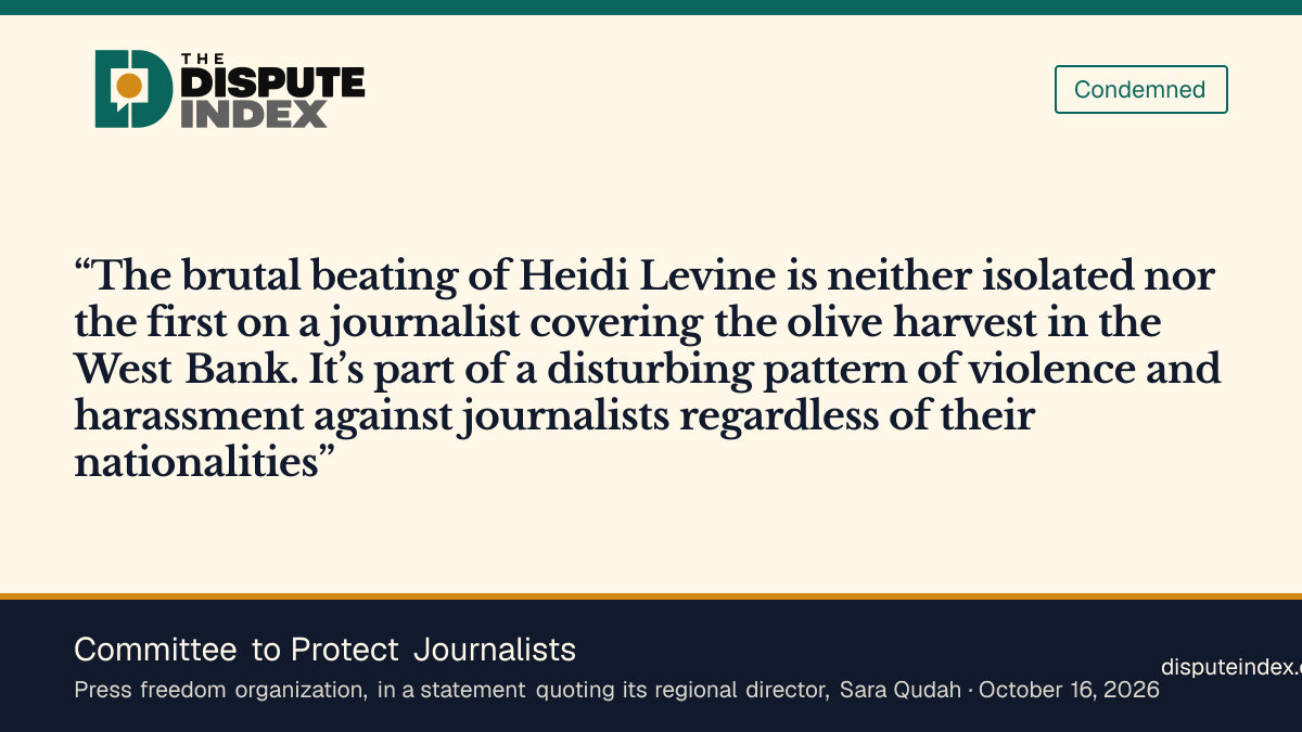 Quote card: Committee to Protect Journalists, Committee to Protect Journalists calls Levine's beating part of a pattern