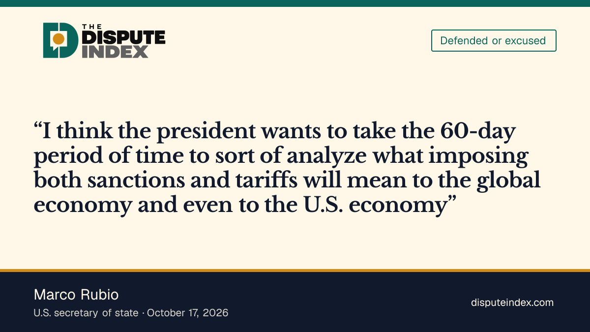 Quote card: Marco Rubio, Rubio says Trump wants 60 days to weigh the economic effects