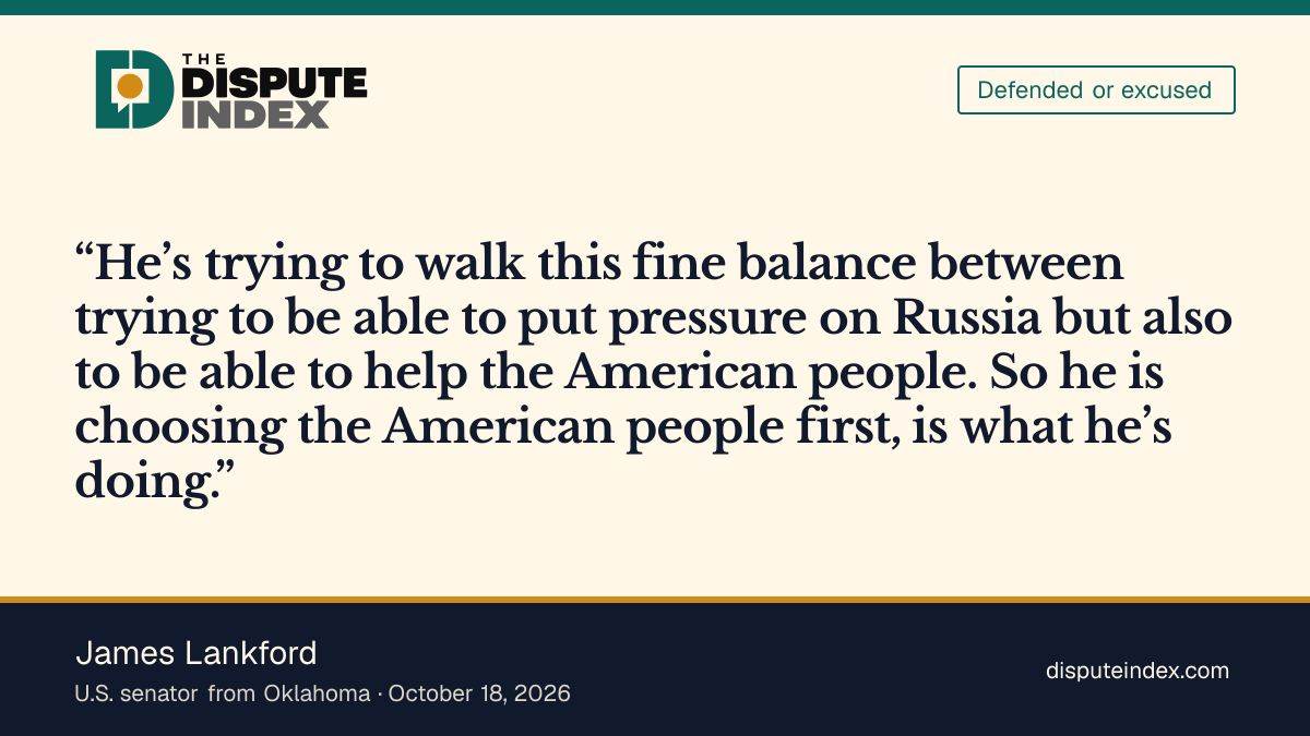 Quote card: James Lankford, Lankford says Trump is choosing the American people first