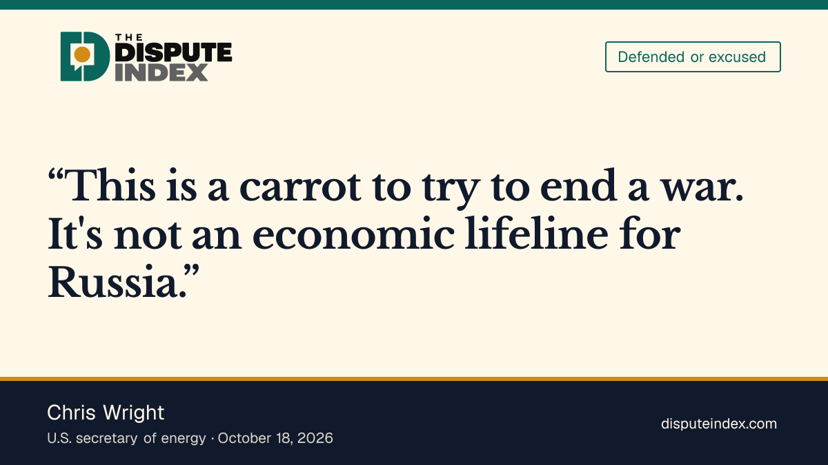 Quote card: Chris Wright, Wright calls the diesel arrangement a carrot to end the war