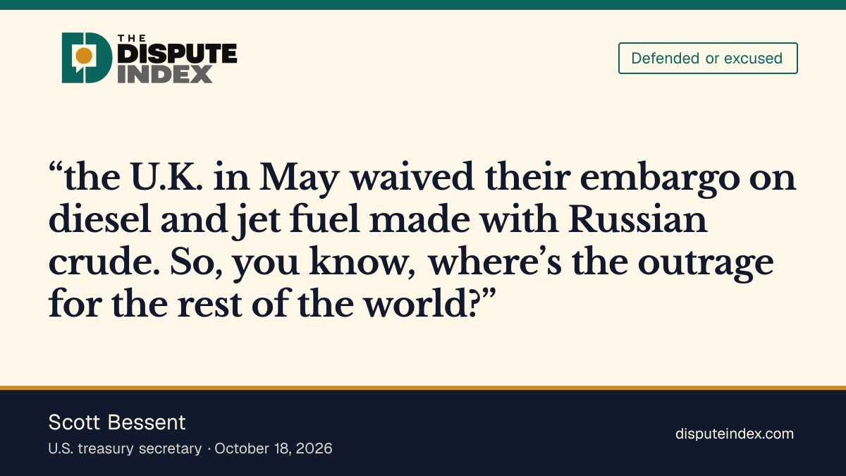 Quote card: Scott Bessent, Bessent says the diesel embargo is the only thing lifted