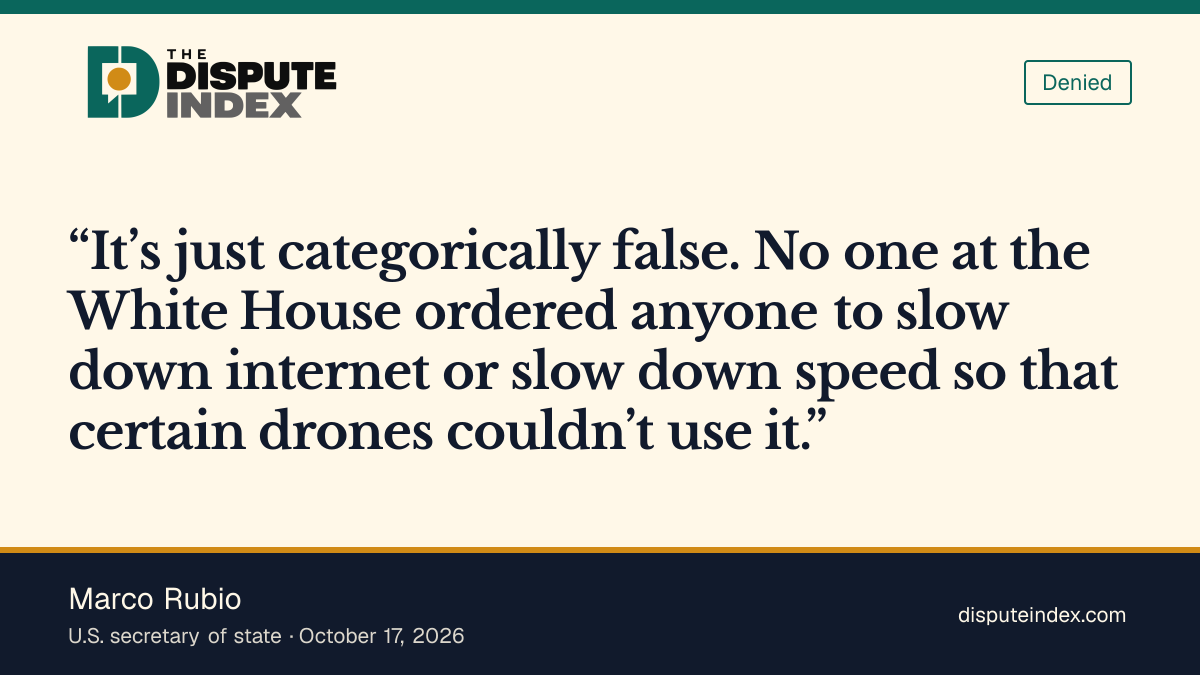 Quote card: Marco Rubio, Rubio says no one at the White House ordered the slowdown