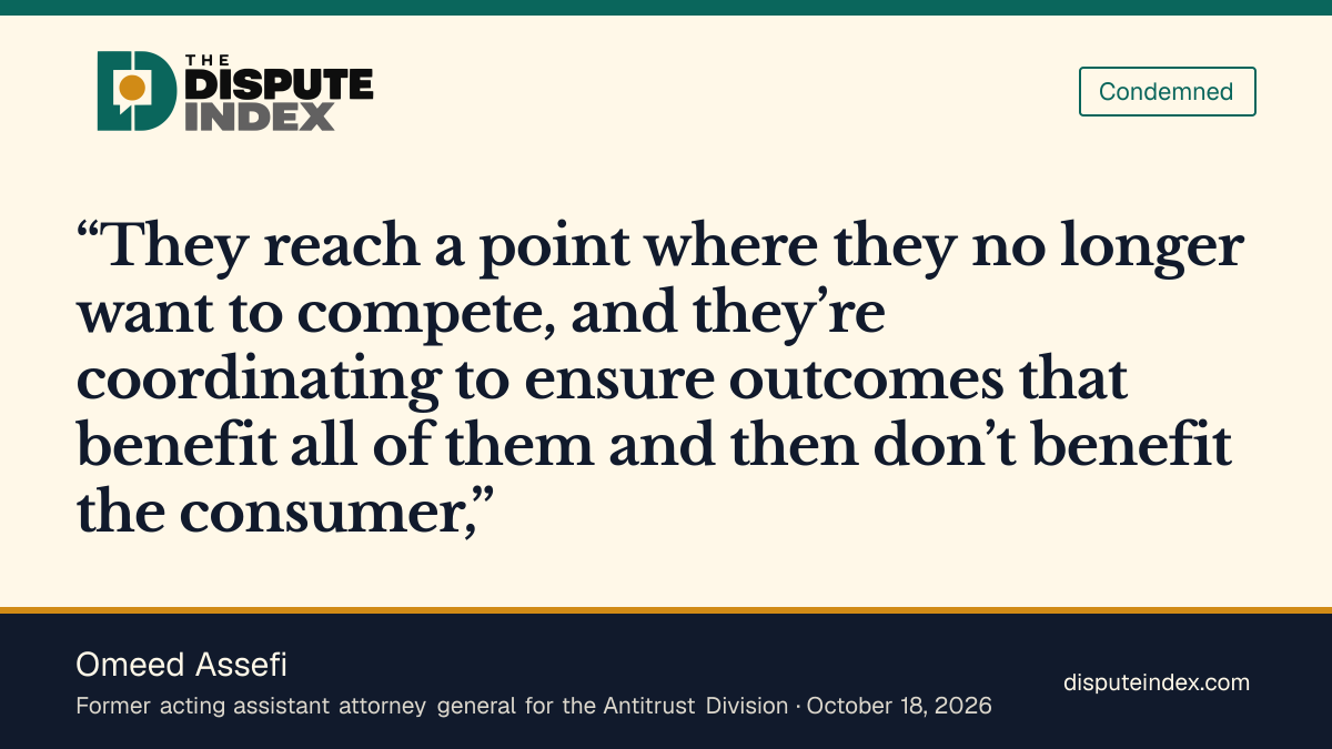 Quote card: Omeed Assefi, Assefi says the egg producers stopped competing and were coordinating