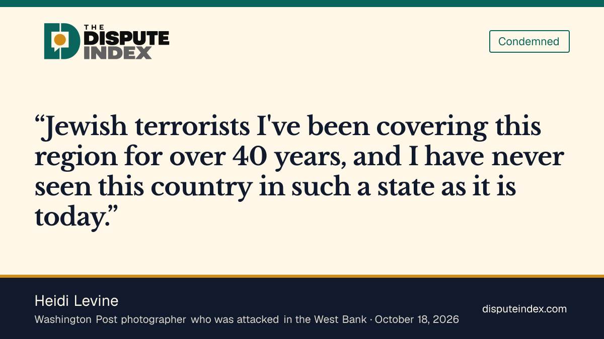 Quote card: Heidi Levine, Heidi Levine blames "Jewish terrorists" for the attack on her