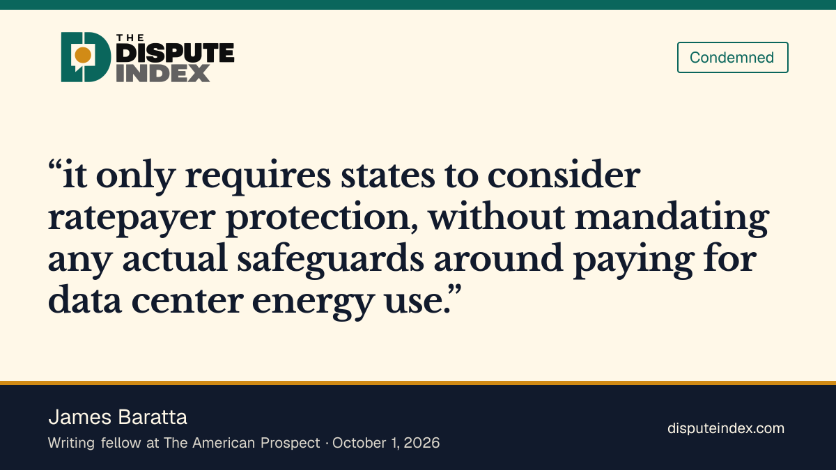 Quote card: James Baratta, Baratta says the bill mandates consideration without actual safeguards