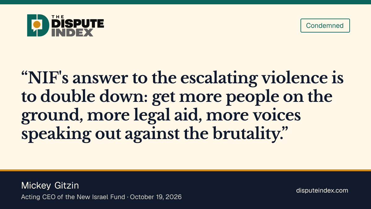 Quote card: Mickey Gitzin, Gitzin calls for more protective activity against settler violence