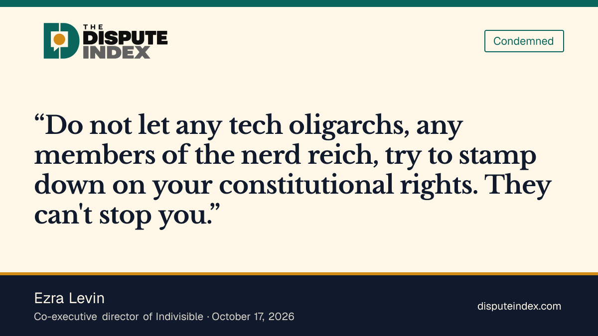 Quote card: Ezra Levin, Levin urges protesters to resist efforts to suppress their organizing