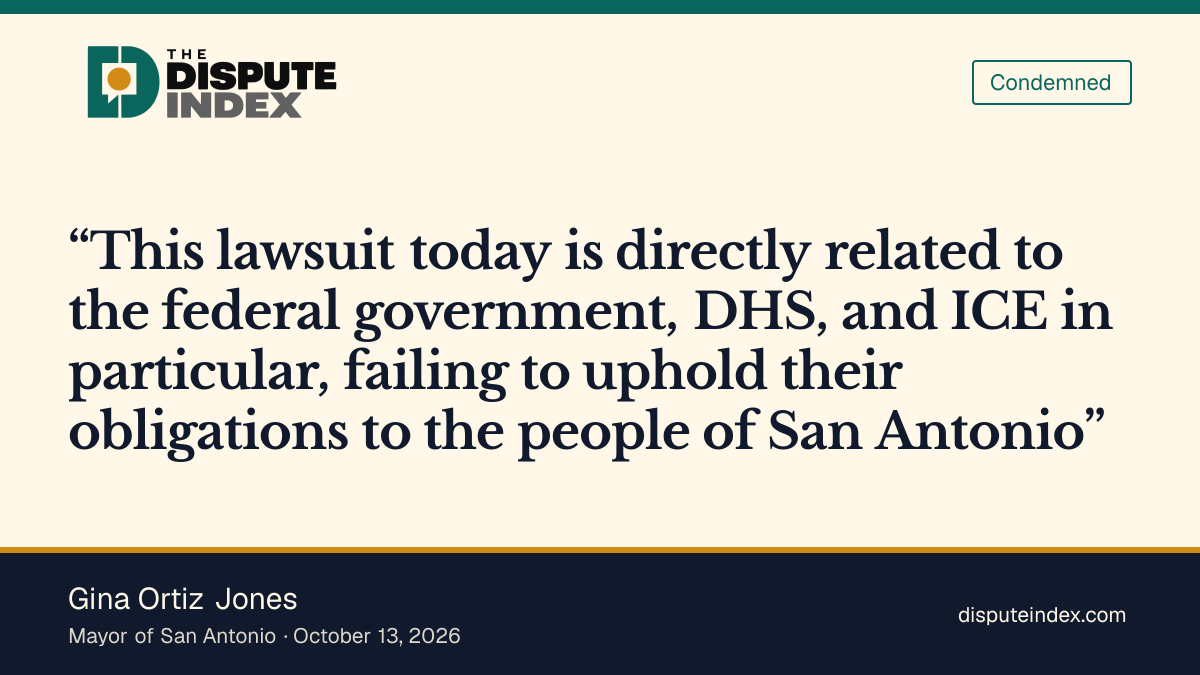 Quote card: Gina Ortiz Jones, Mayor Gina Ortiz Jones says DHS and ICE failed to uphold their obligations to San Antonio