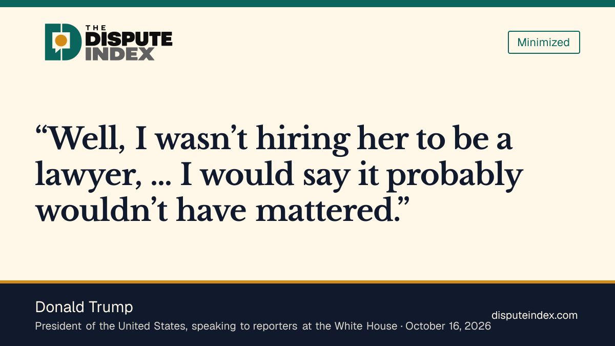 Quote card: Donald Trump, Trump says he was not hiring Zacharia to be a lawyer