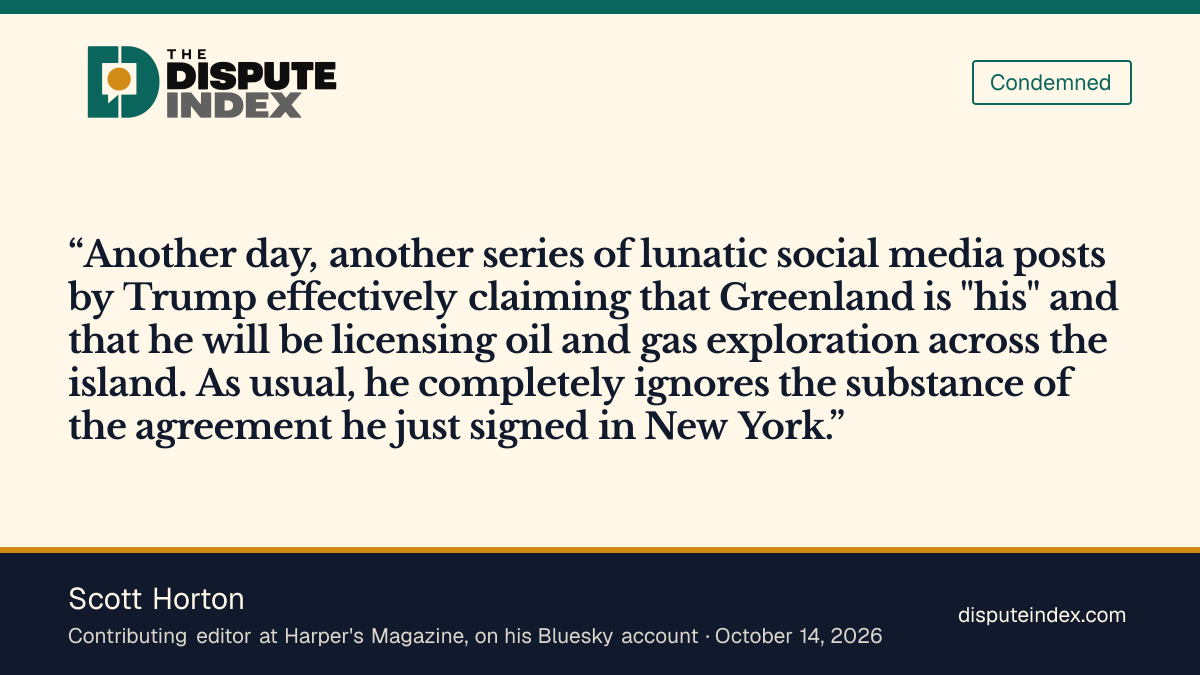 Quote card: Scott Horton, Scott Horton says Trump's Greenland posts ignore the substance of the agreement he signed