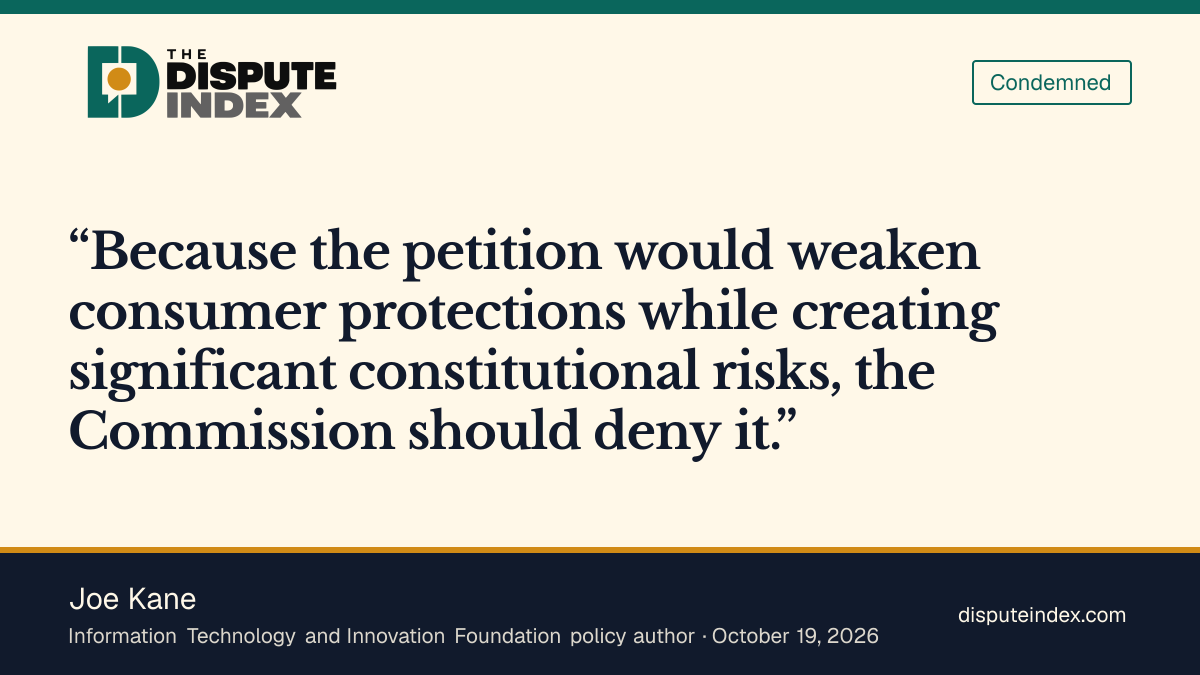 Quote card: Joe Kane, Joe Kane says the political-call waiver would weaken protections and risk legal challenge