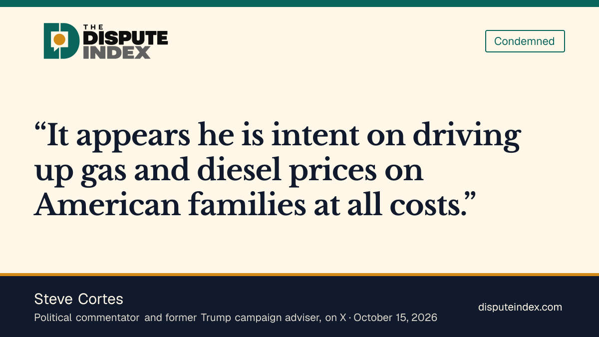 Quote card: Steve Cortes, Steve Cortes says Zelenskyy appears intent on driving up U.S. fuel prices
