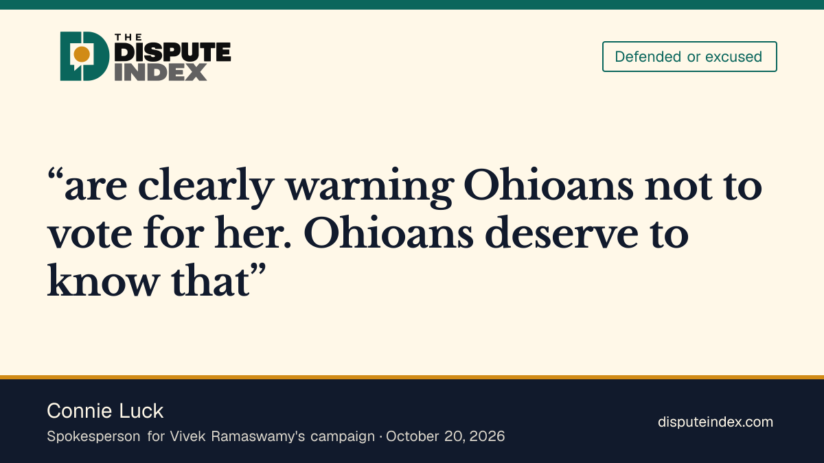 Quote card: Connie Luck, Connie Luck says Acton's own mother is among those warning Ohioans not to vote for her