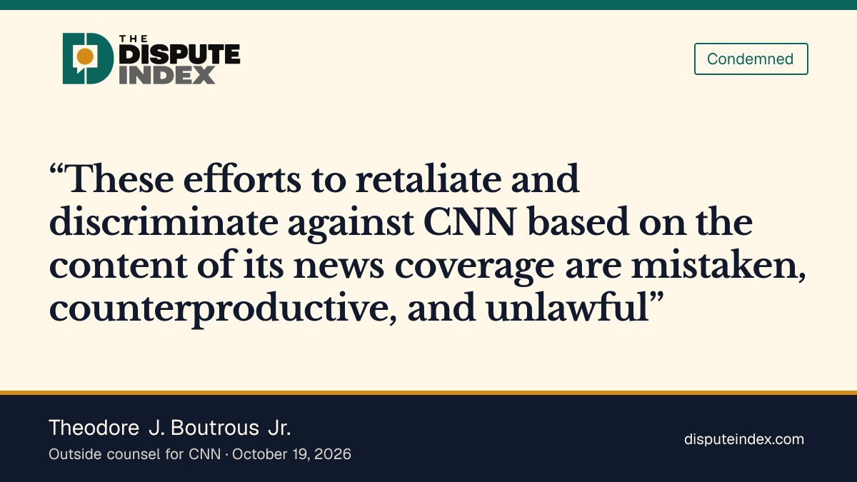 Quote card: Theodore J. Boutrous Jr., Ted Boutrous calls CNN's exclusion from Air Force One and the Oval Office unlawful