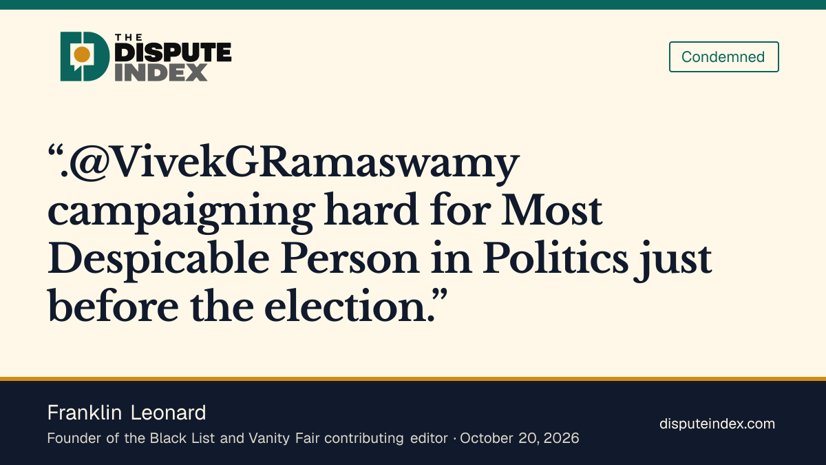 Quote card: Franklin Leonard, Franklin Leonard condemns Ramaswamy over the ad featuring Acton's mother