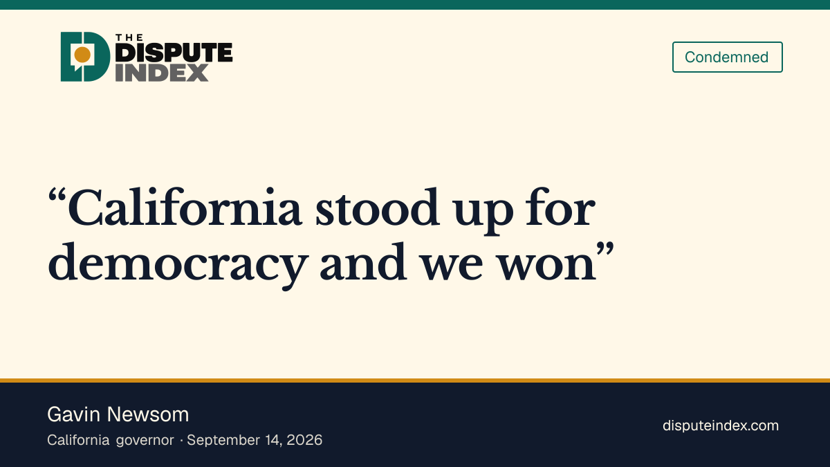 Quote card: Gavin Newsom, Newsom supports blocking the mail-voting changes