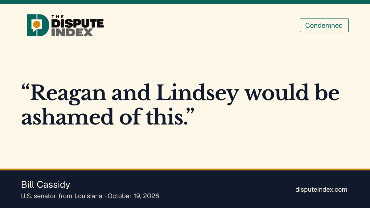 Quote card: Bill Cassidy, Cassidy says Reagan and Lindsey Graham would be ashamed of the waiver