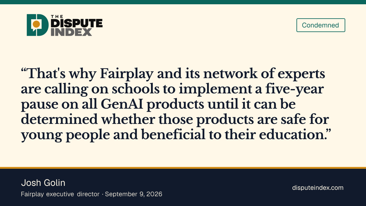 Quote card: Josh Golin, Golin calls for a five-year pause on school AI