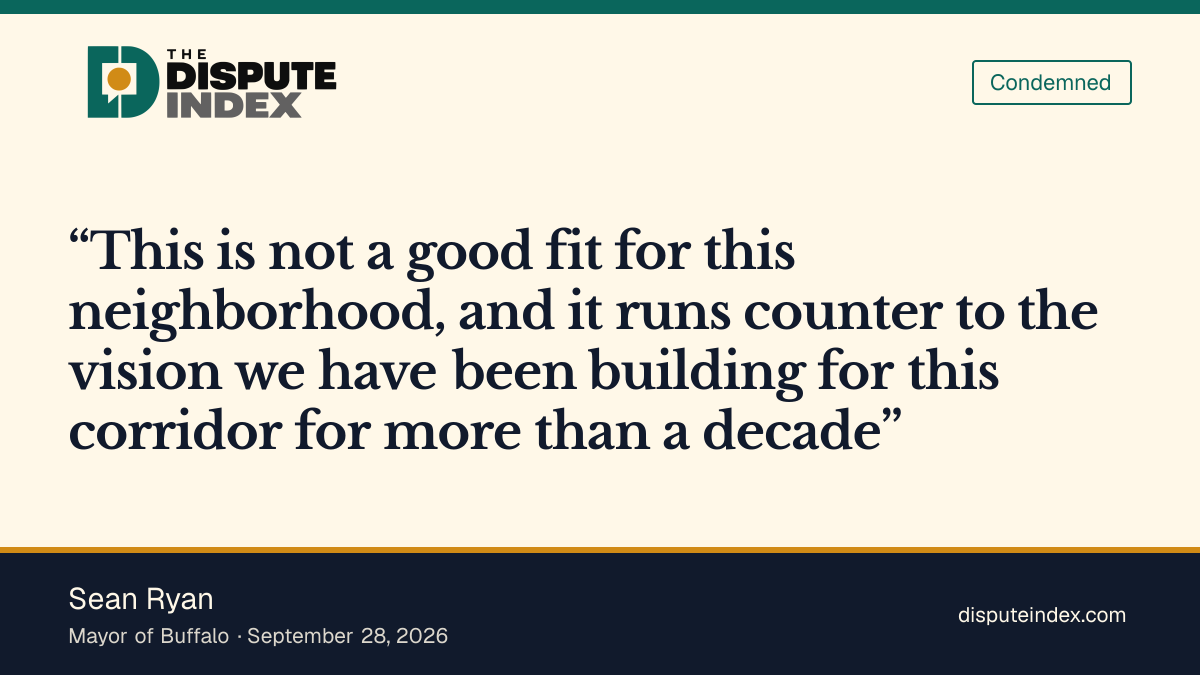 Quote card: Sean Ryan, Mayor Sean Ryan says the Miami Street fuel depot is not a good fit for the neighborhood
