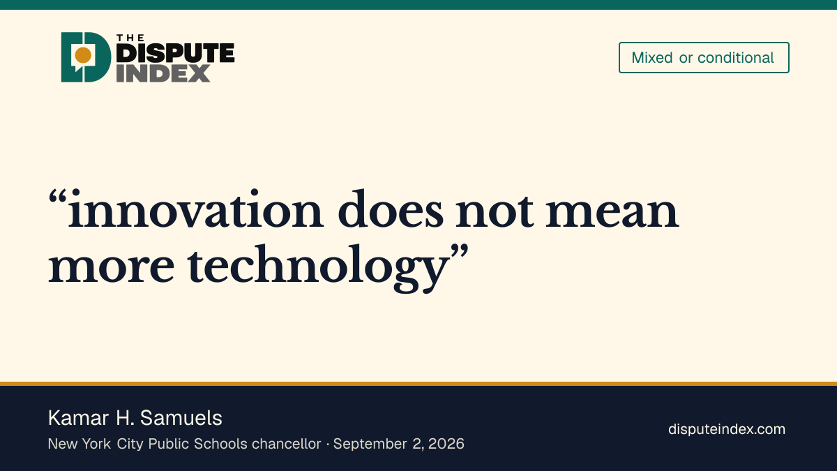 Quote card: Kamar H. Samuels, Samuels supports limited, teacher-supervised AI pilots
