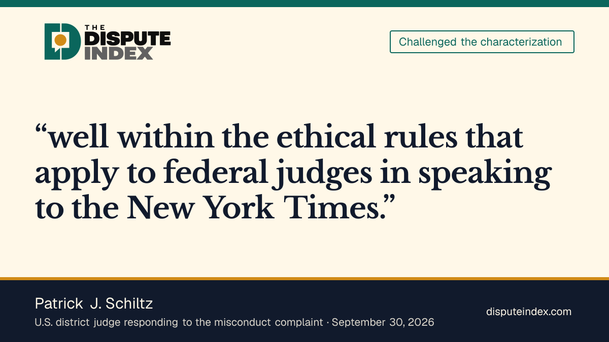 Quote card: Patrick J. Schiltz, Schiltz says his New York Times interviews were within judicial ethics rules