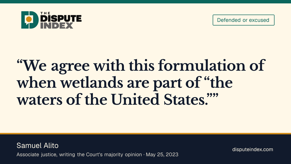 Quote card: Samuel Alito, Alito adopts the continuous-surface-connection test in Sackett