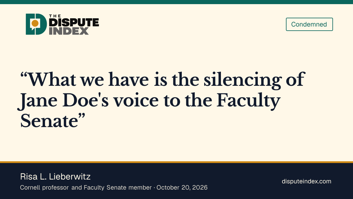 Quote card: Risa L. Lieberwitz, Lieberwitz says the Faculty Senate did not receive Doe's letter