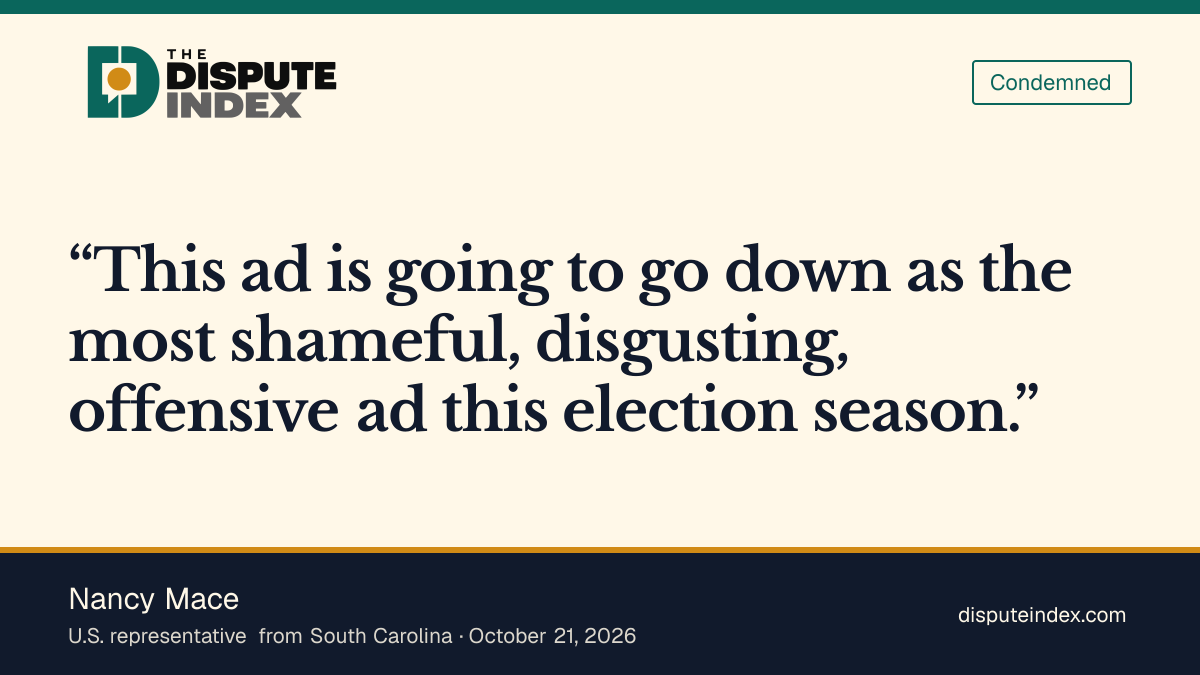 Quote card: Nancy Mace, Nancy Mace calls Ramaswamy's ad featuring Acton's mother the most shameful of the election season