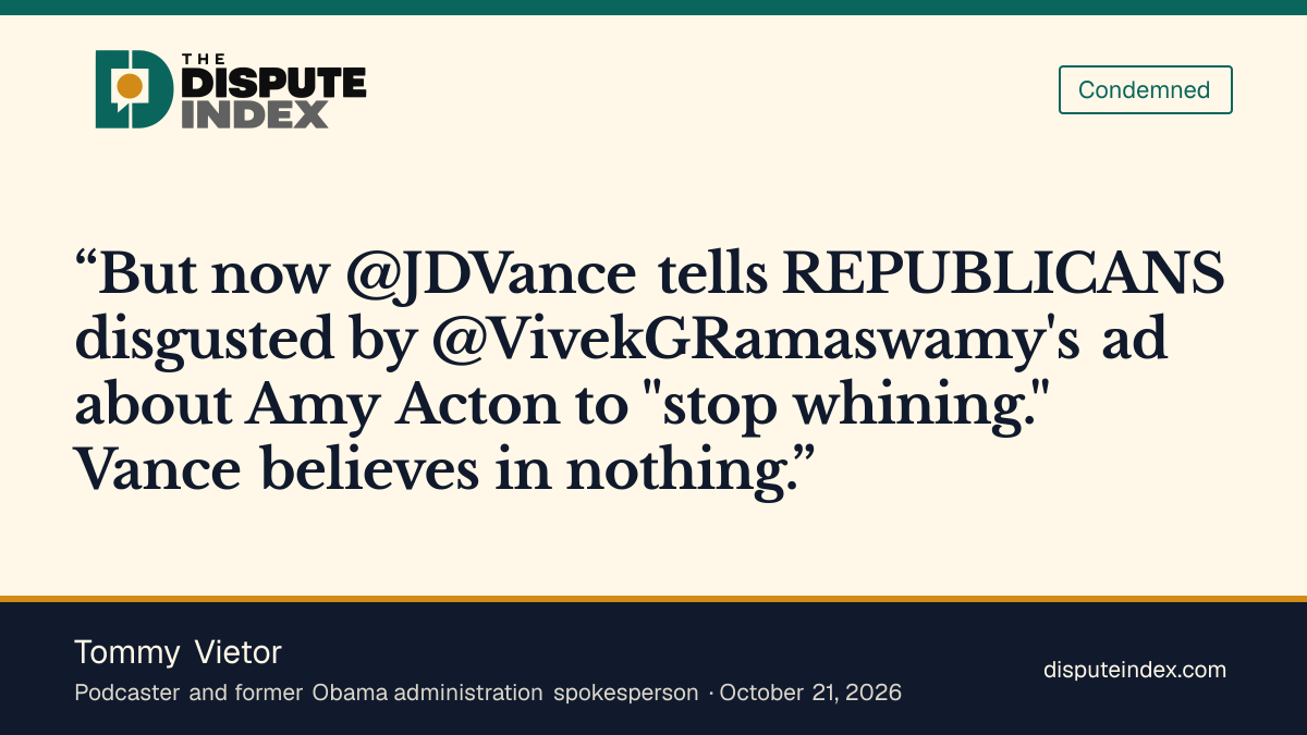 Quote card: Tommy Vietor, Tommy Vietor criticizes Vance's dismissal of Republican objections to the ad